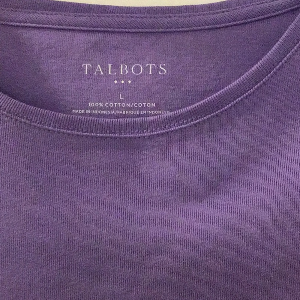 Talbots Lavender Short Sleeve Tee Size L - Picture 2 of 3